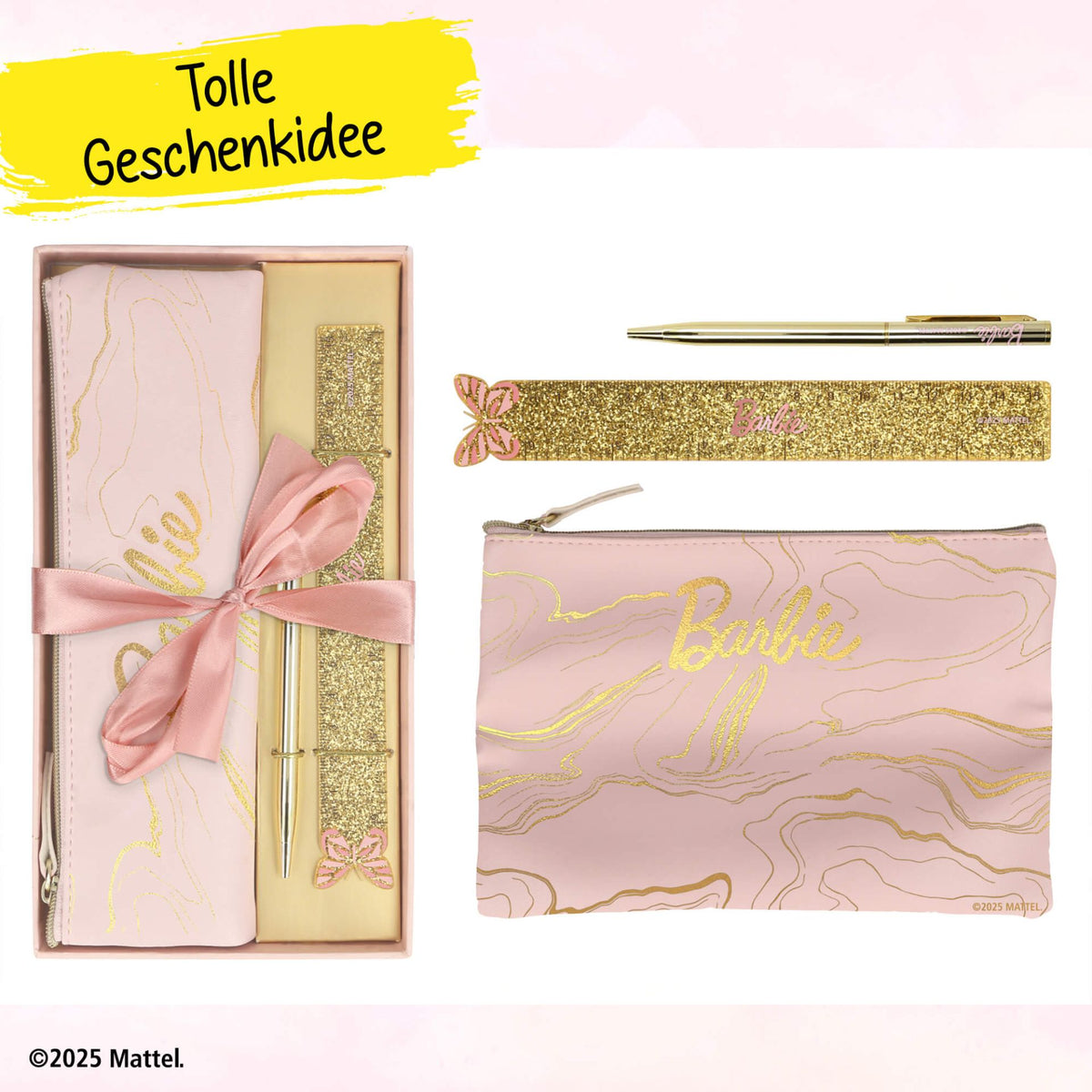 Barbie Schreibset mit Kugelschreiber & Mäppchen