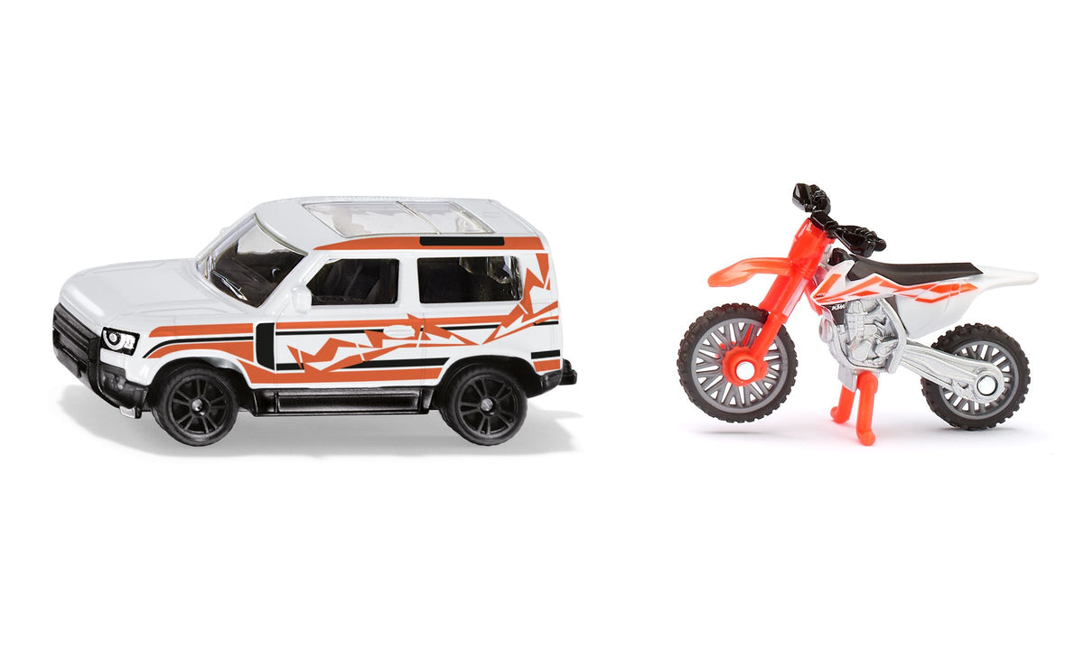 SIKU Land Rover Defender mit KTM Motorrad – Set