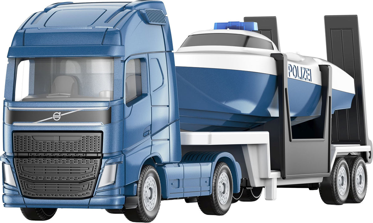 SIKU Volvo LKW mit Polizeiboot – Einsatz-Set