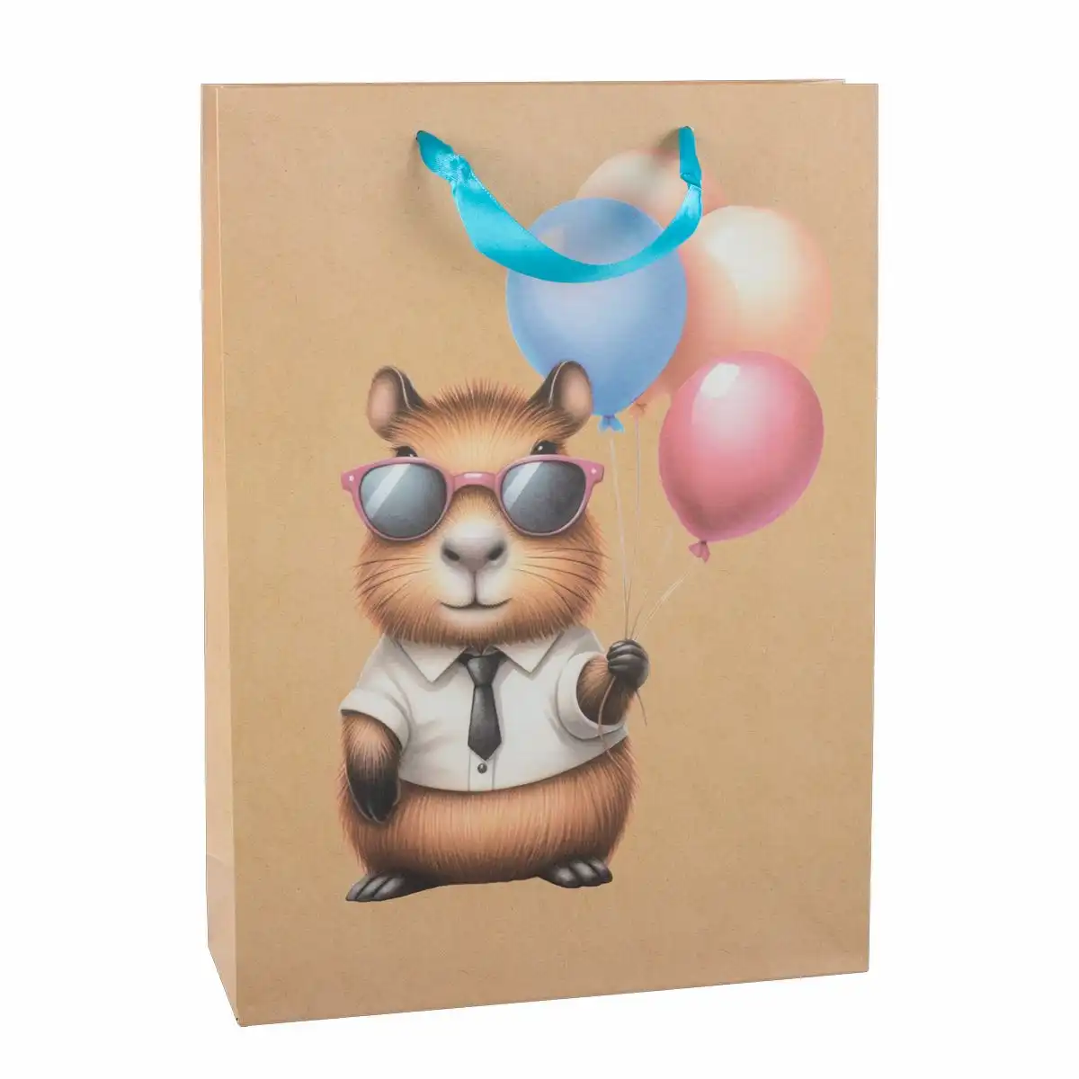 Idena Geschenktasche Capybara mit Ballon 25x34x8,5cm