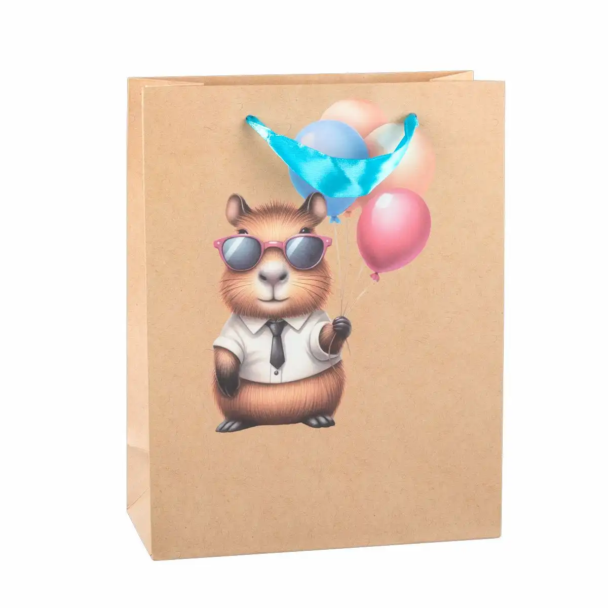 Idena Geschenktasche Capybara mit Ballon 18x23x8 cm