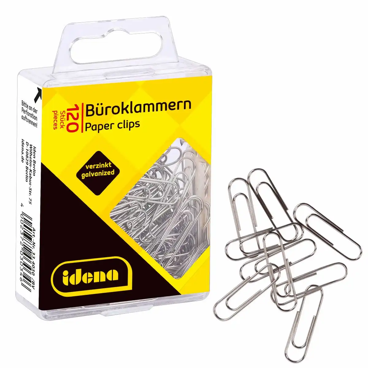 Idena Büroklammern Metall verzinkt silber 28 mm 120 Stück