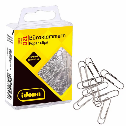 Idena Büroklammern Metall verzinkt silber 28 mm 120 Stück