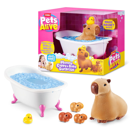 ZURU Pets Alive Mommy Capybara & Baby Surprise, 2–4 Babys zufällig