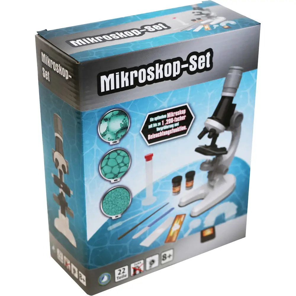 Mikroskop-Set 14-teilig mit LED - Vergrößerung bis 1200x