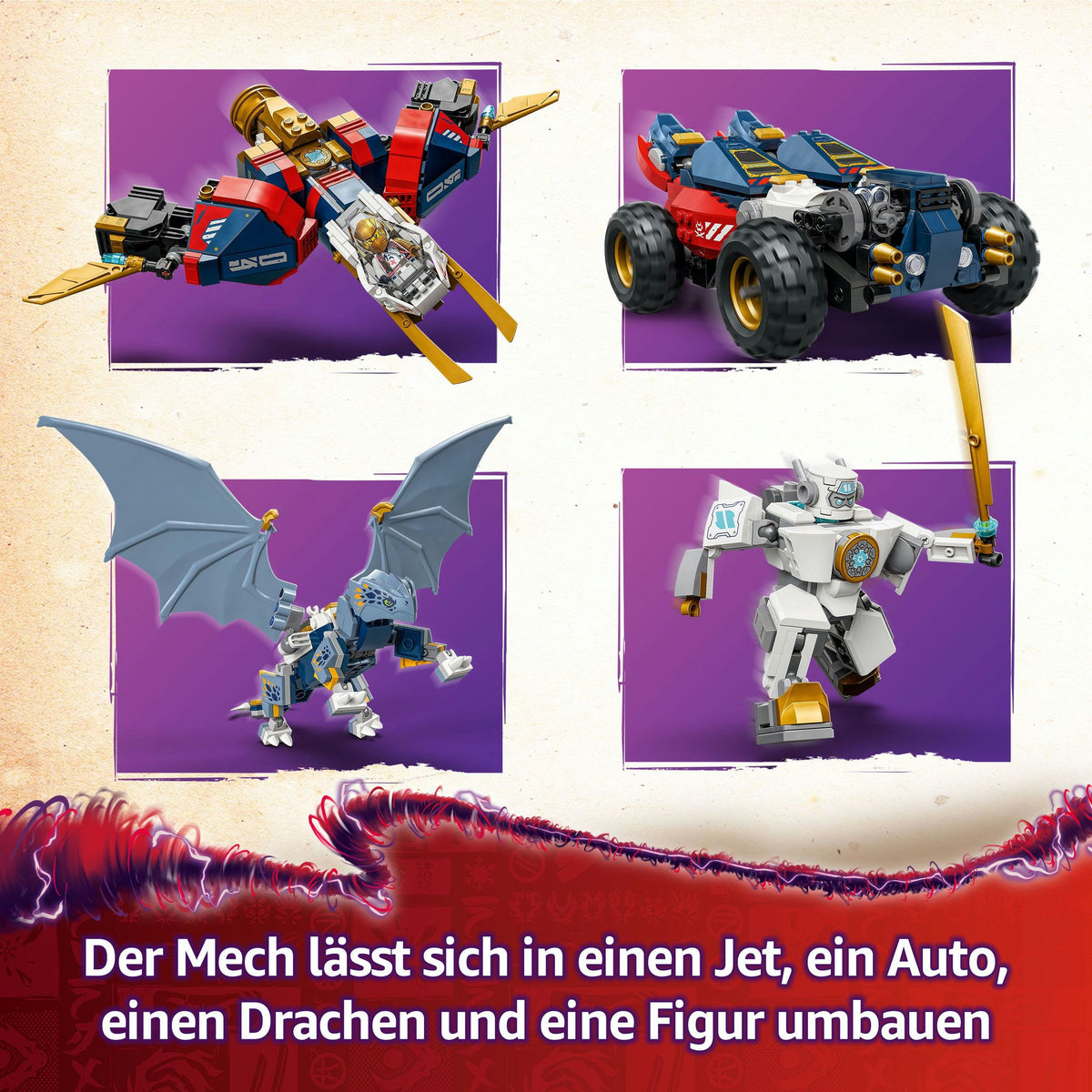 LEGO NINJAGO Zanes Ultra-Kombi-Mech 71834, 1.187 Teile
