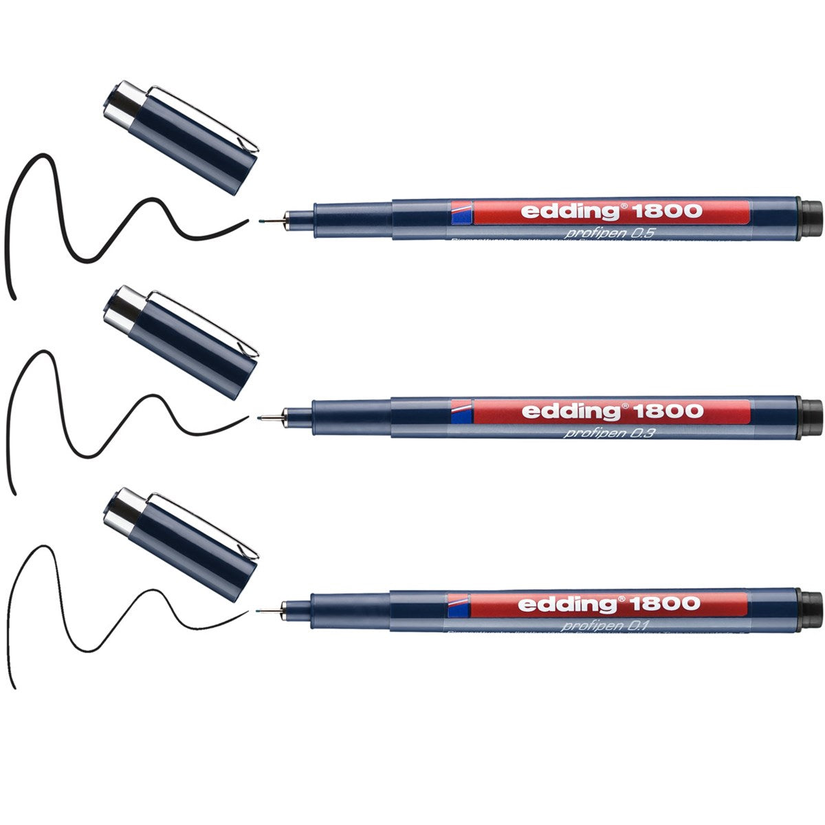 edding 1800 Profipen schwarz 3er-Set – 0,25/0,35/0,5 mm