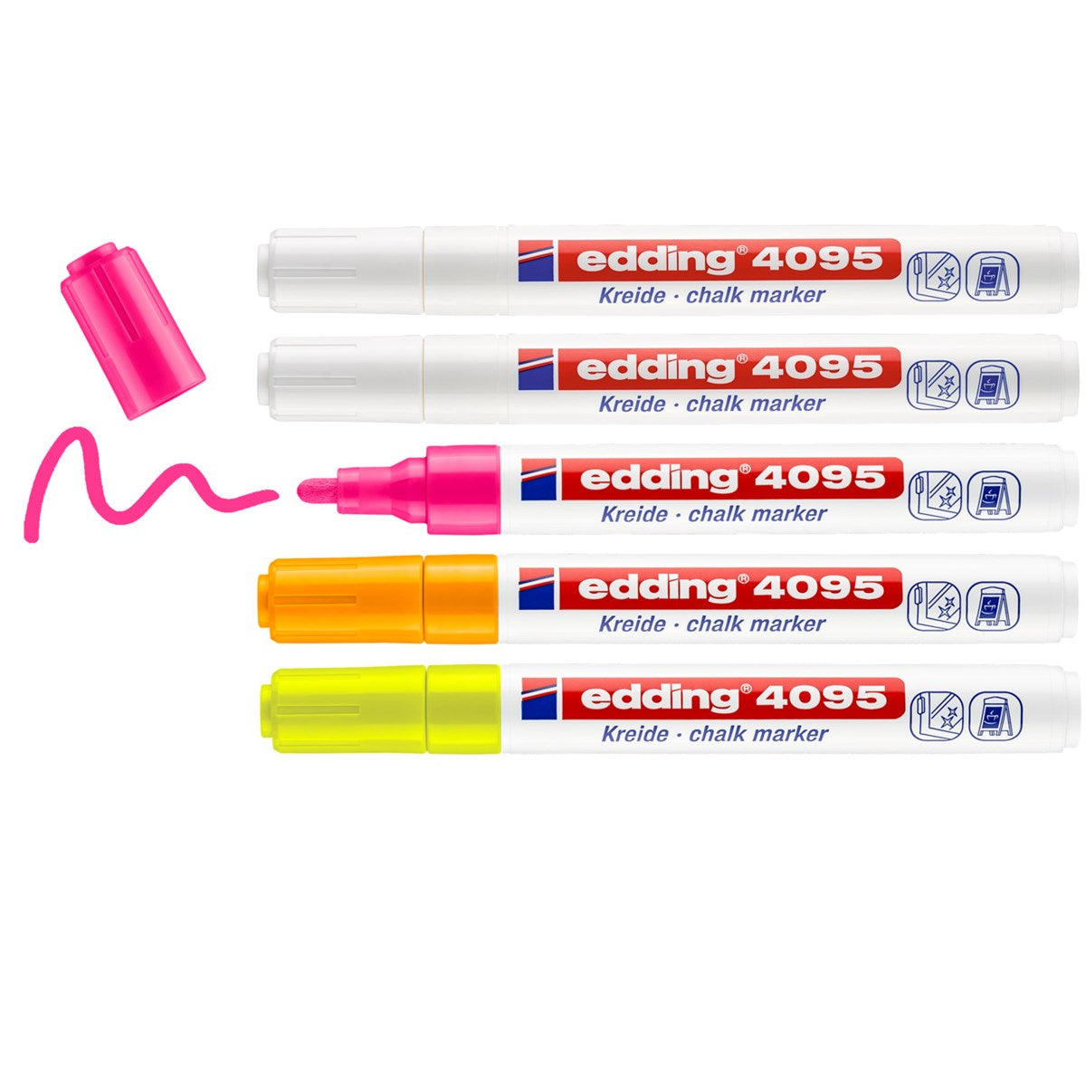 edding 4095 Kreidemarker 5er-Set sortiert Neon + Weiß