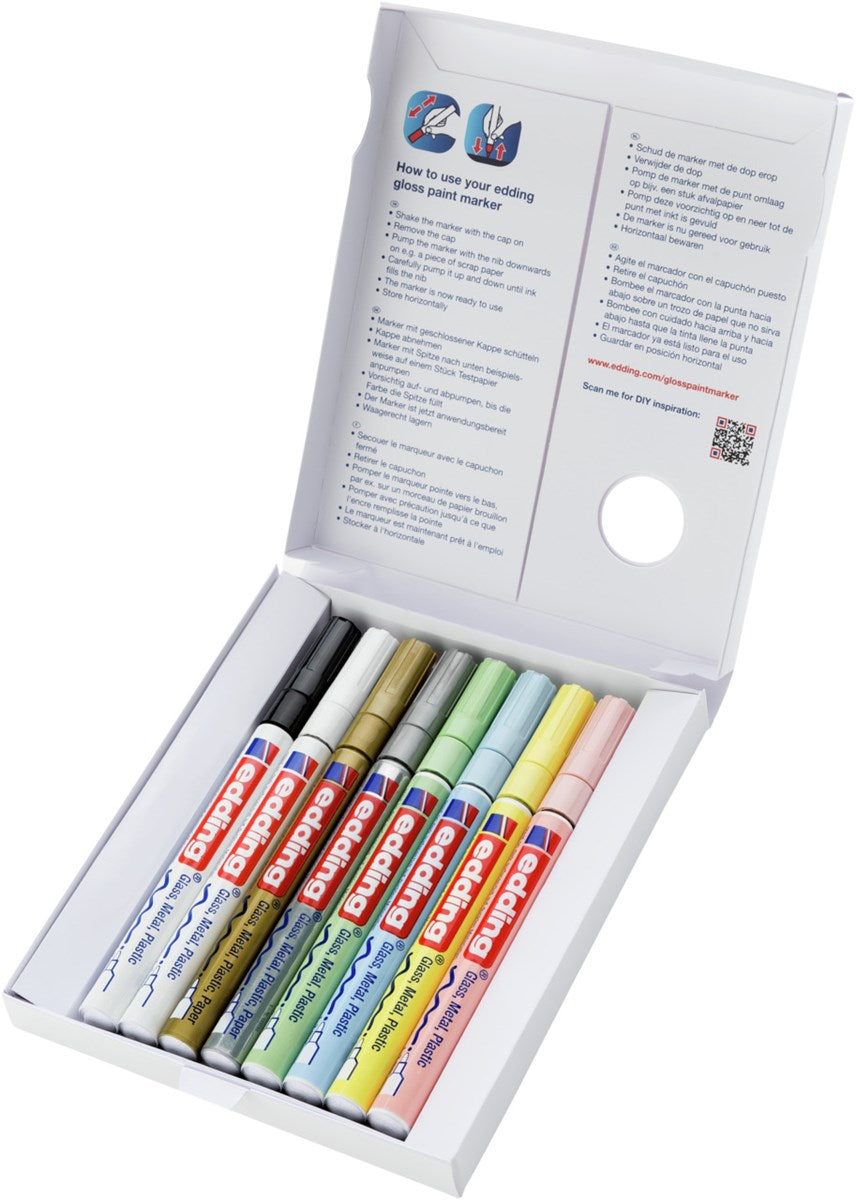 edding 751 Lackmarker Pastell 8er-Set – Glanzlack