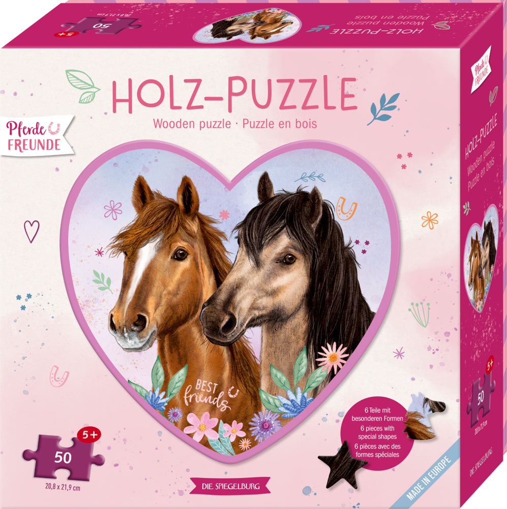 Holz-Puzzle Pferdefreunde – 50 Teile mit 6 Sonderteilen