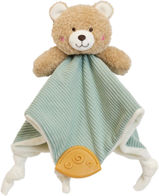 SpielMaus Baby Schmusetuch Bär blau, Rassel & Beißring