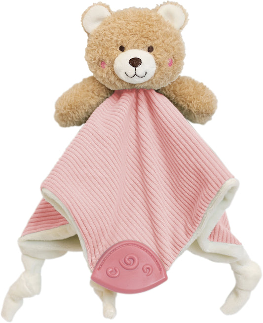 SpielMaus Baby Schmusetuch Bär rosa, Rassel & Beißring