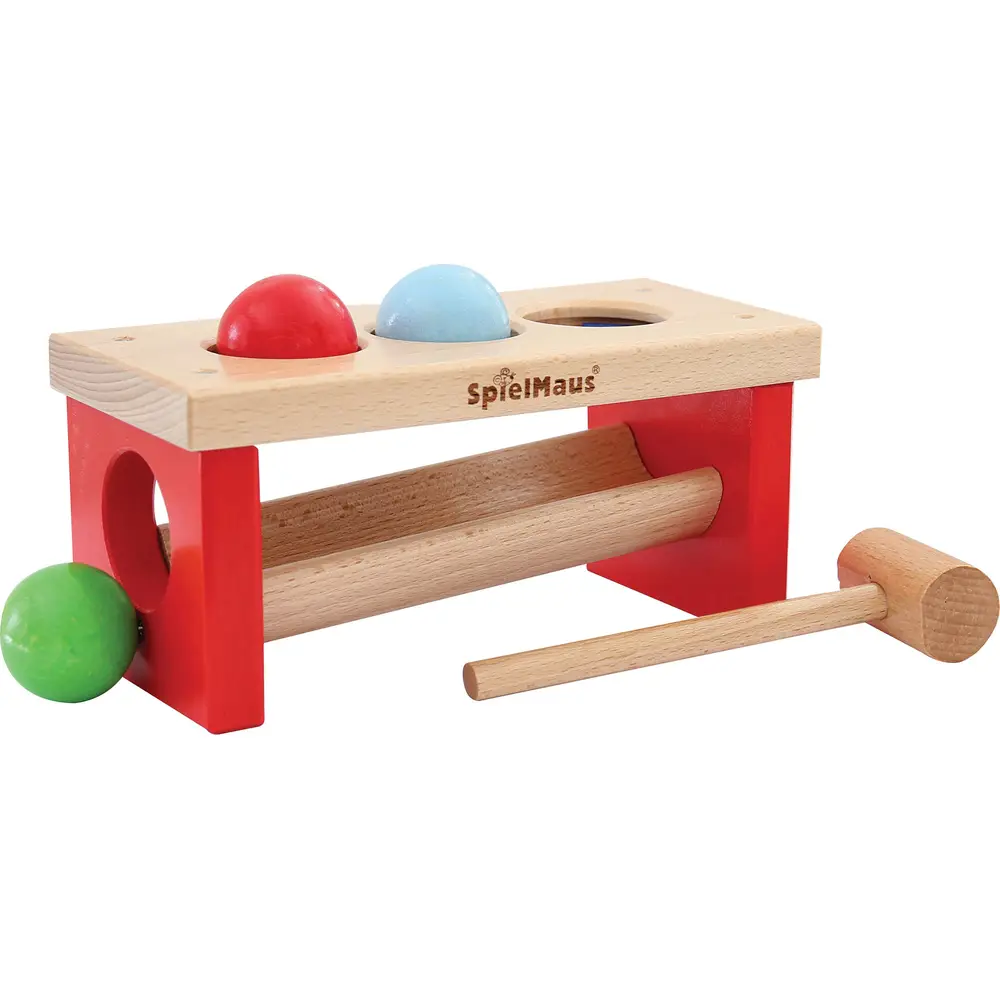 SpielMaus Holz Kugelklopfbank bunt ab 1 Jahr 24x11x10cm