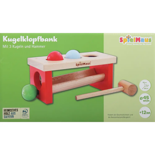 SpielMaus Holz Kugelklopfbank bunt ab 1 Jahr 24x11x10cm