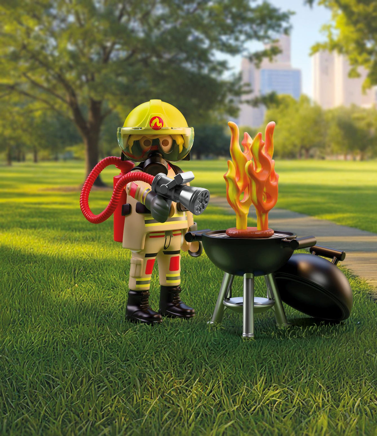 PLAYMOBIL Feuerwehrmann mit Brandherd – 20 Teile