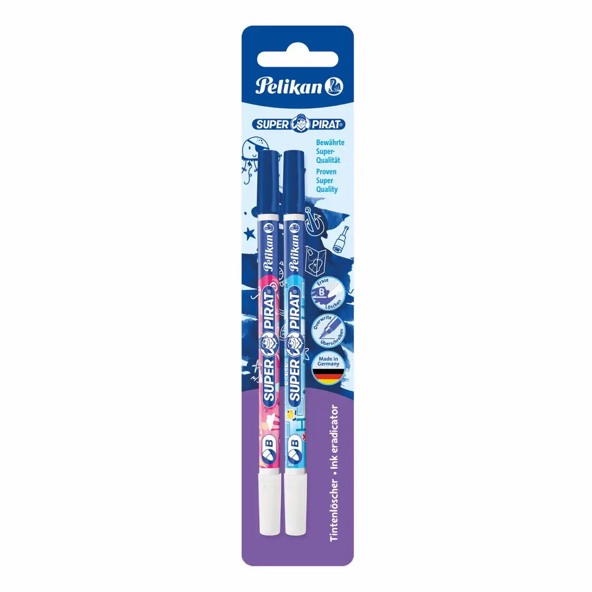 Pelikan Tintenlöscher Super Pirat 850B – 2er Blister, Made in Germany