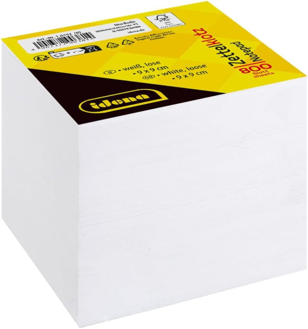 Idena Zettelklotz lose weiß 9x9cm 80g/m² 800 Blatt