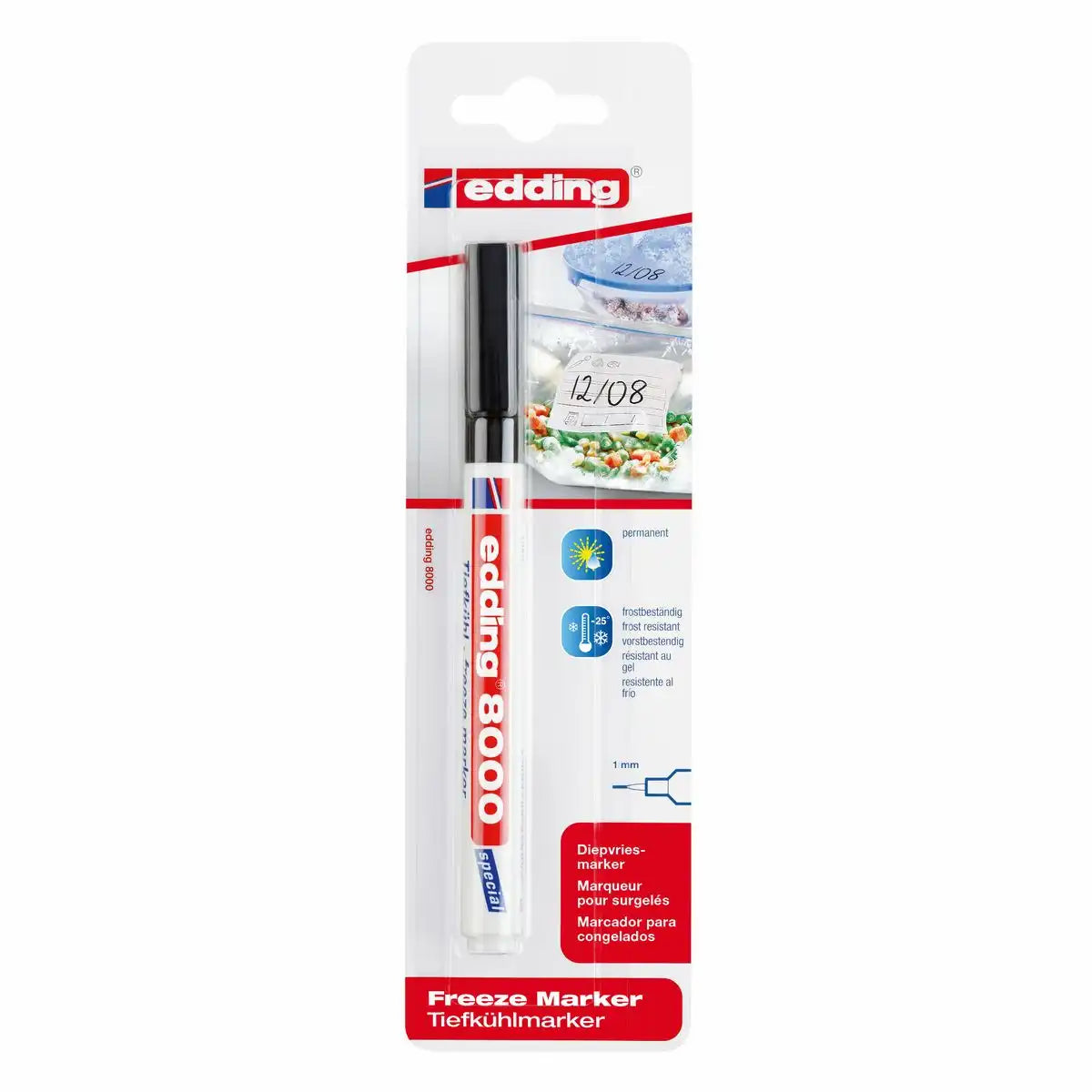 edding Tiefkühlmarker 8000 - Professioneller Tiefkühlmarker schwarz 1mm