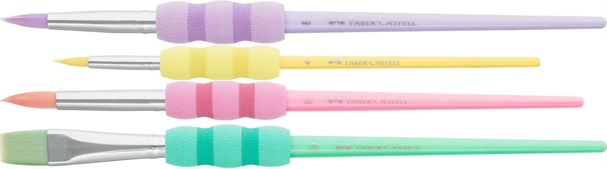 FABER-CASTELL Pinsel mit Softgriffstück Pastell mehrfarbig 4 Stück Blister