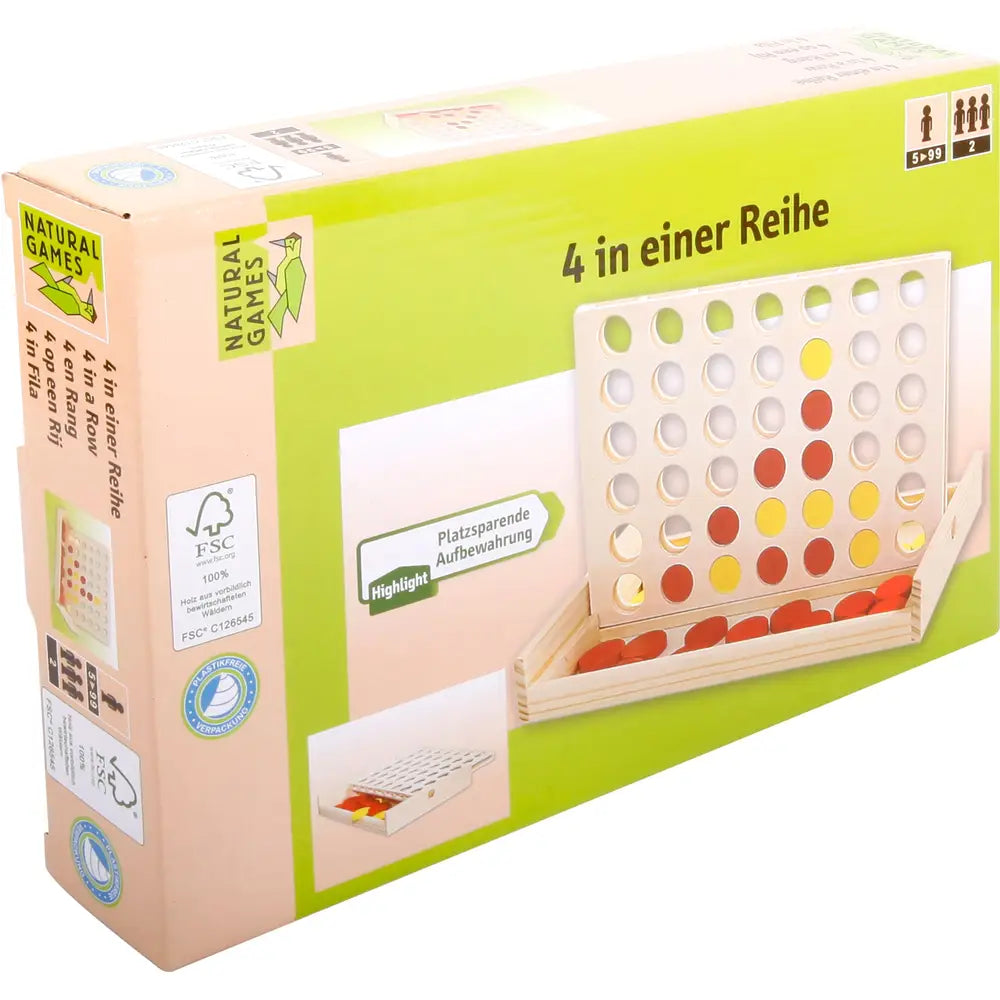 Natural Games 4 in einer Reihe - Klassisches Strategiespiel aus Holz
