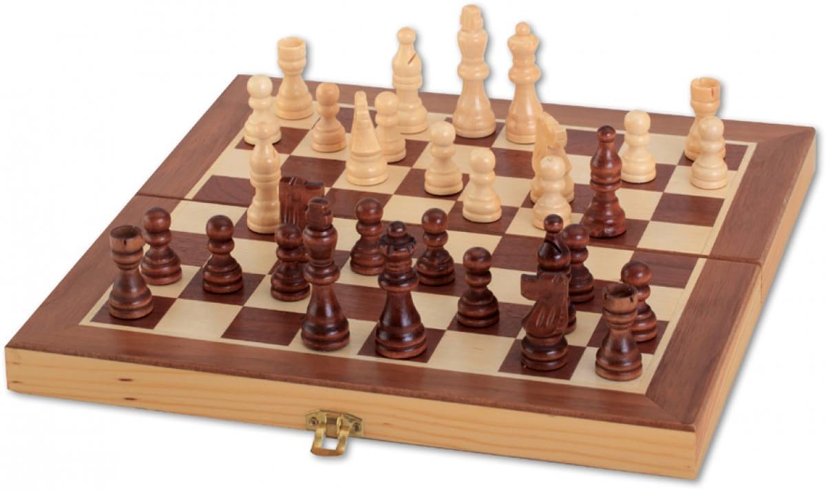 Natural Games Schachkassette dunkel 29x29cm - Hochwertiges Schachspiel