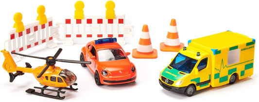SIKU 6332 Geschenkset Rettung – VW Beetle, Heli, Sprinter