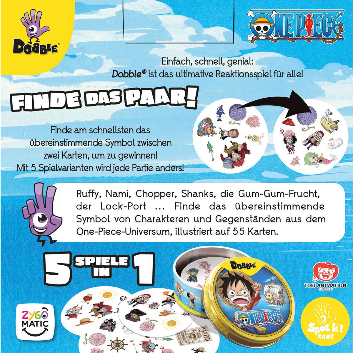 Dobble One Piece – Kartenspiel für 2–8 Spieler ab 6 J.