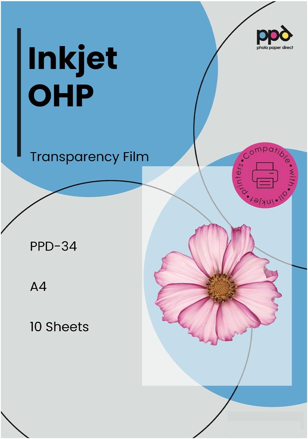 PPD 10 x A4 Inkjet Premium Overheadfolie für vollfarbige Ausdrucke in höchster Qualität PPD-34-10