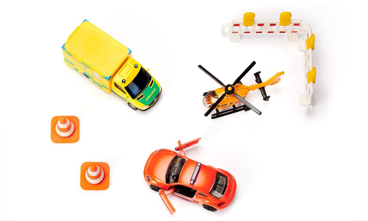 SIKU 6332 Geschenkset Rettung – VW Beetle, Heli, Sprinter