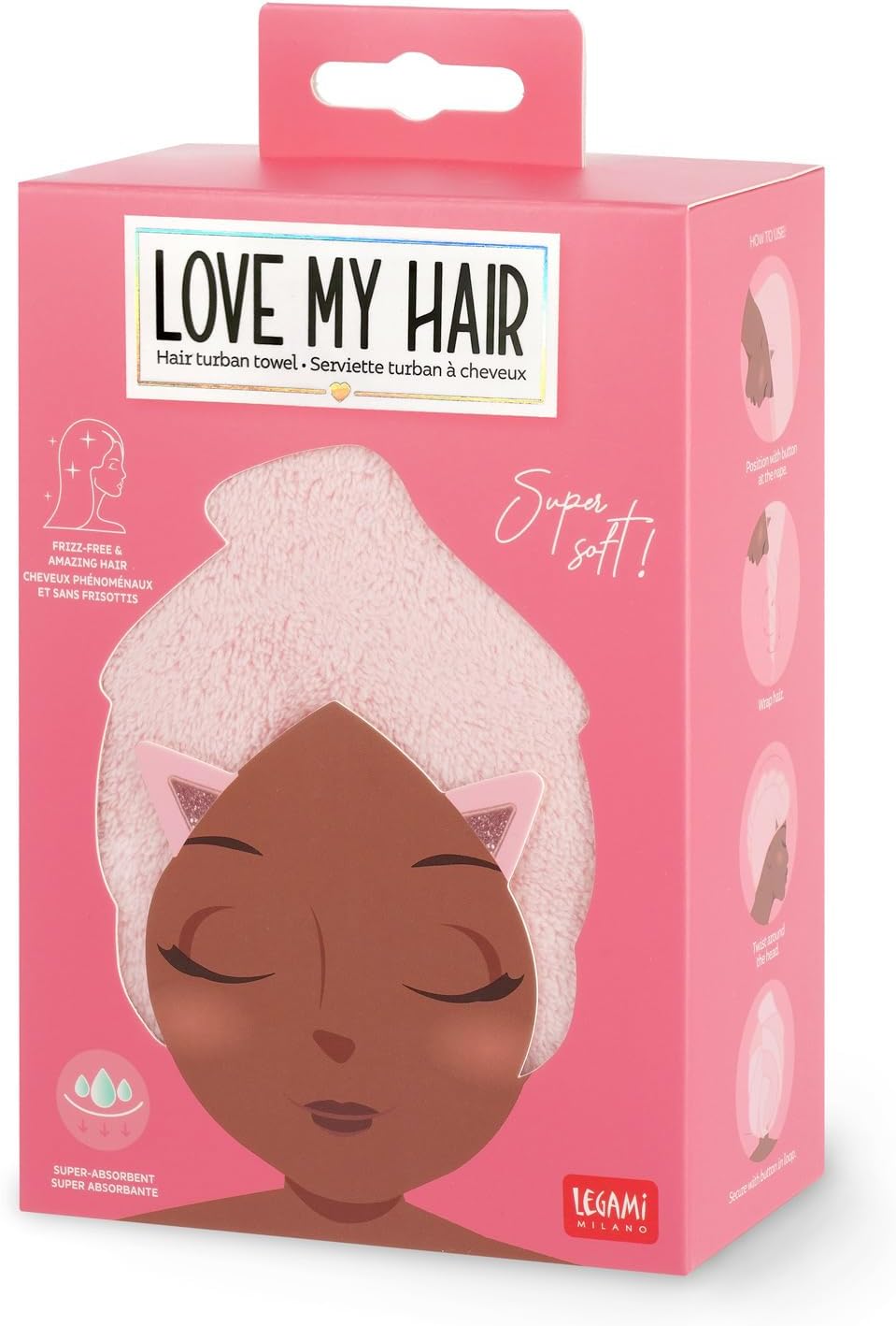 LEGAMI Haarturban Kitty – Mikrofaser, schnelltrocknend