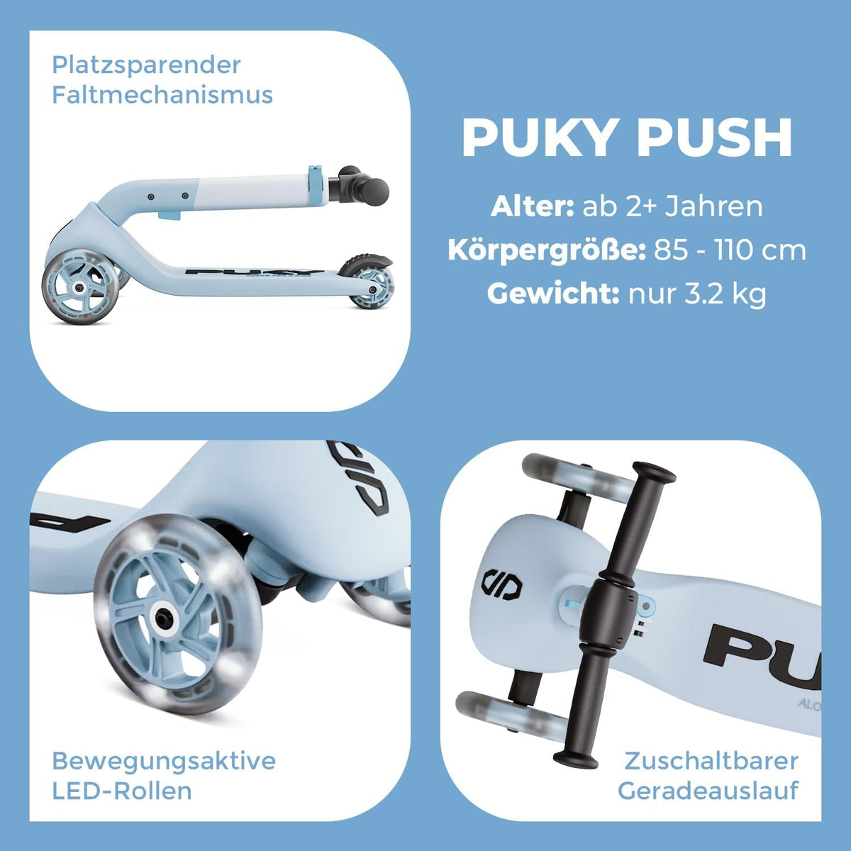 PUKY Roller PUSH arctic blue – 3 Räder ab 2 Jahre