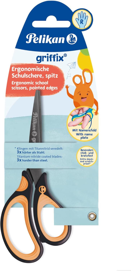 Pelikan Schulschere griffix spitz Rechtshänder 15 cm neon black