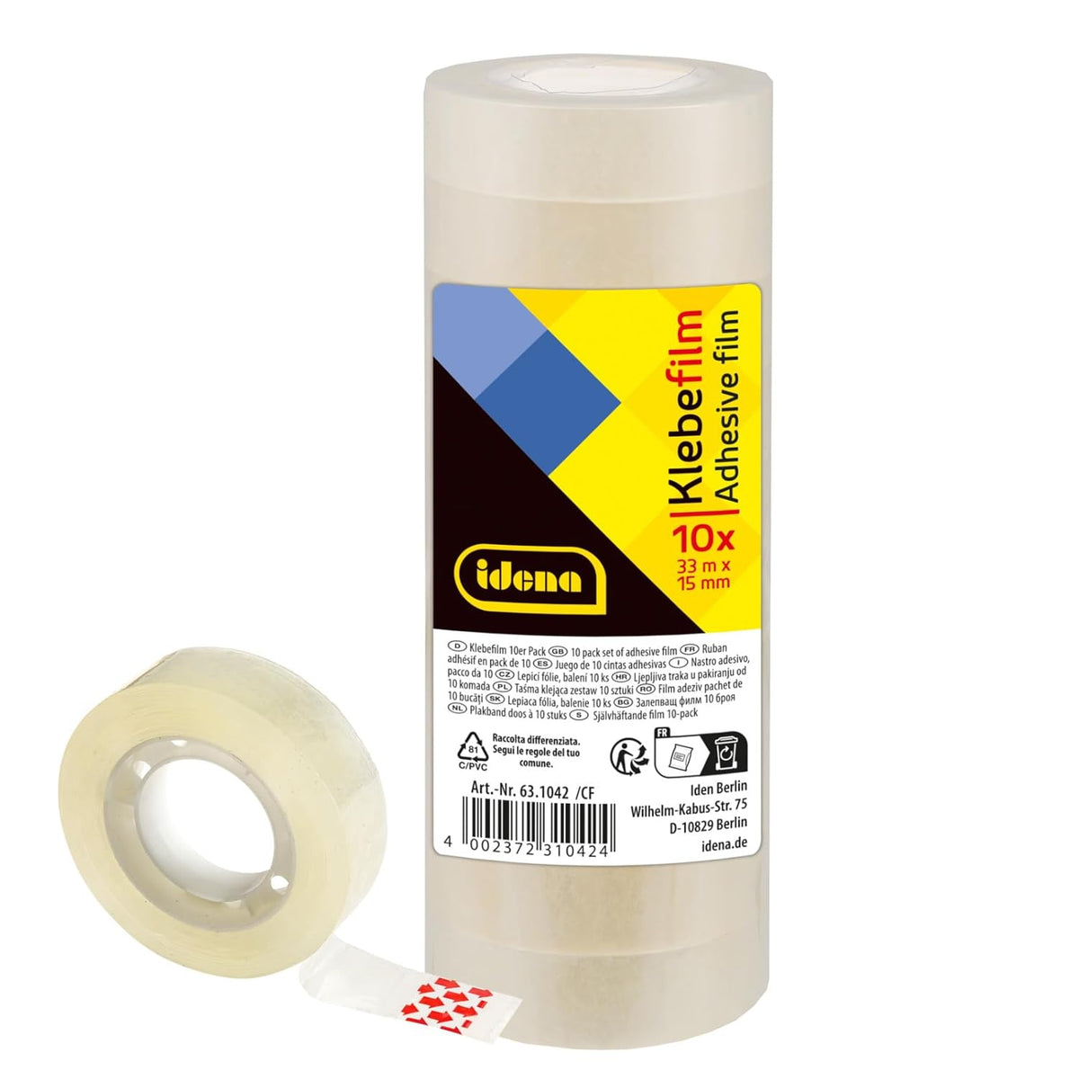 Idena Klebefilm transparent 1,5 cm x 33 m 10 Rollen
