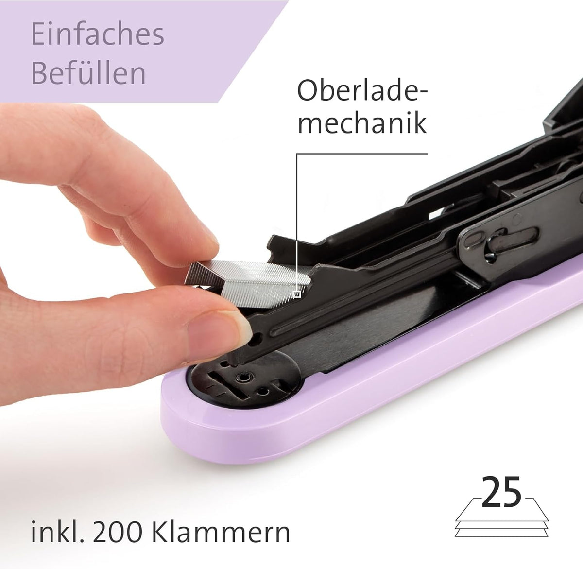 Novus Heftgerät B2 Color ID 2.0 – 25 Blatt, pretty lilac