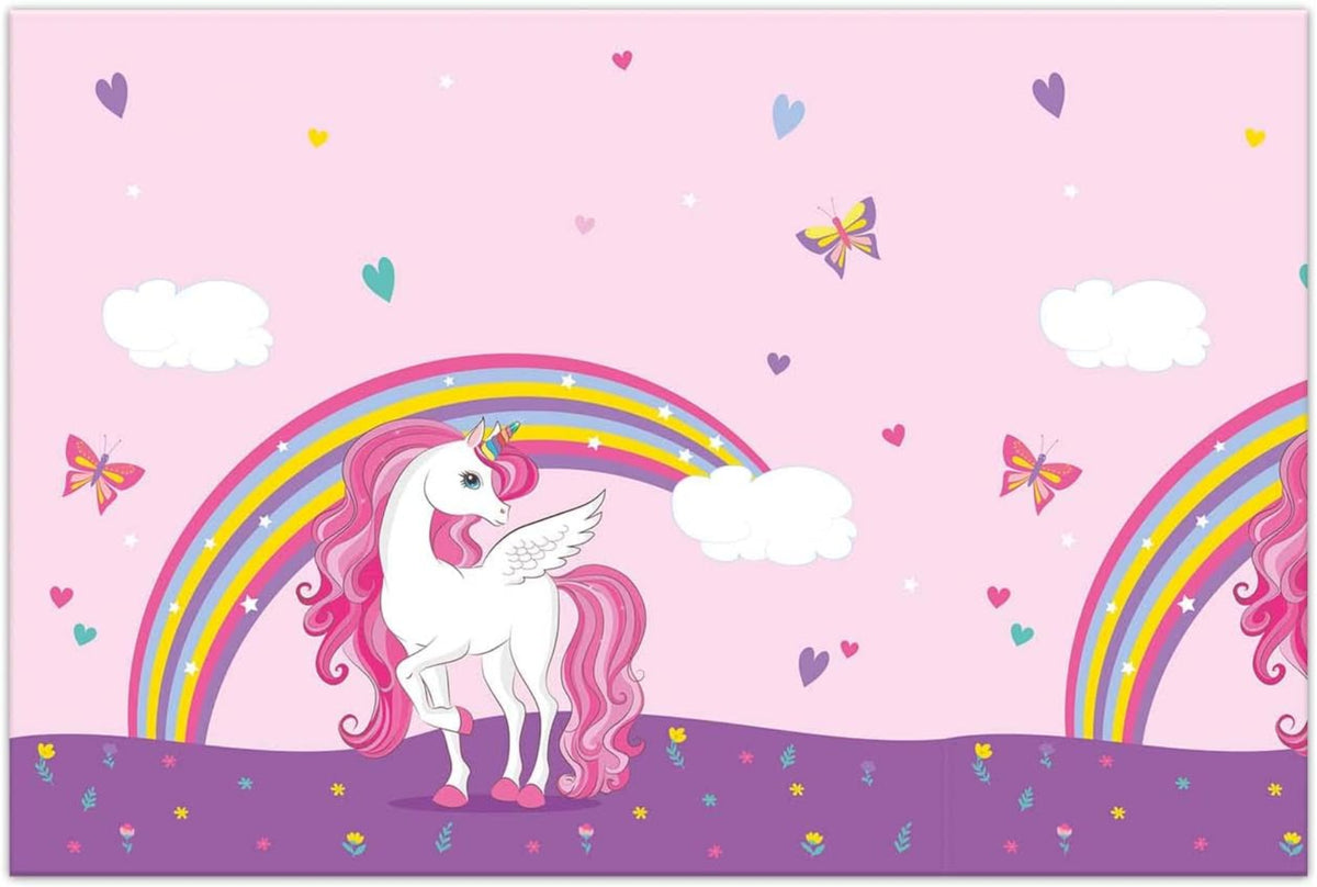 PROCOS Einhorn Regenbogen Tischdecke 120×180 cm – rosa