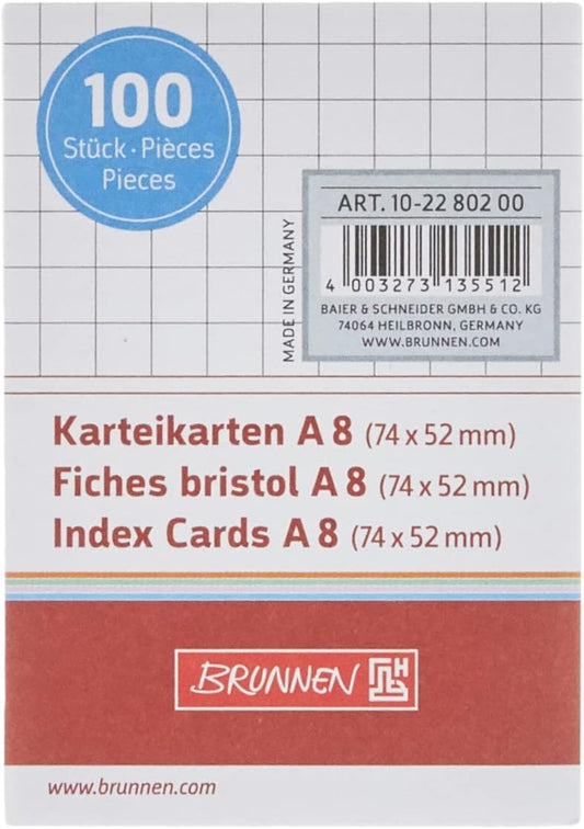 BRUNNEN Karteikarten A8 kariert weiß 100 Blatt