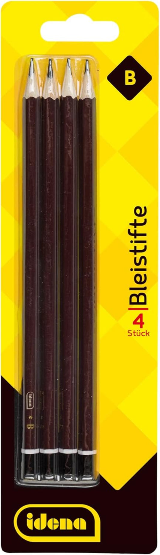 Idena Bleistifte B braun 4 Stück Blister
