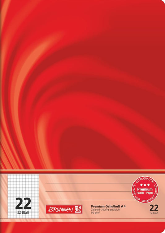 BRUNNEN Schulheft A4 Lineatur 22 kariert 5 mm 32 Blatt rot