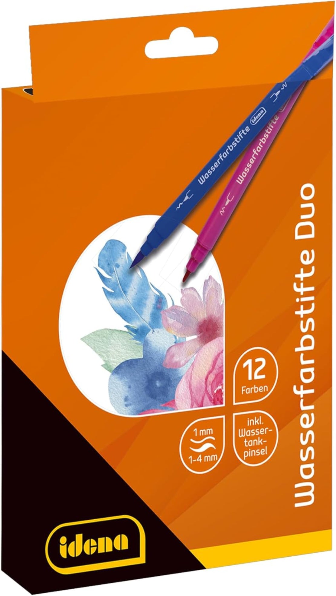 Idena Wasserfarbstifte DUO 12 Farben mit Wassertankpinsel