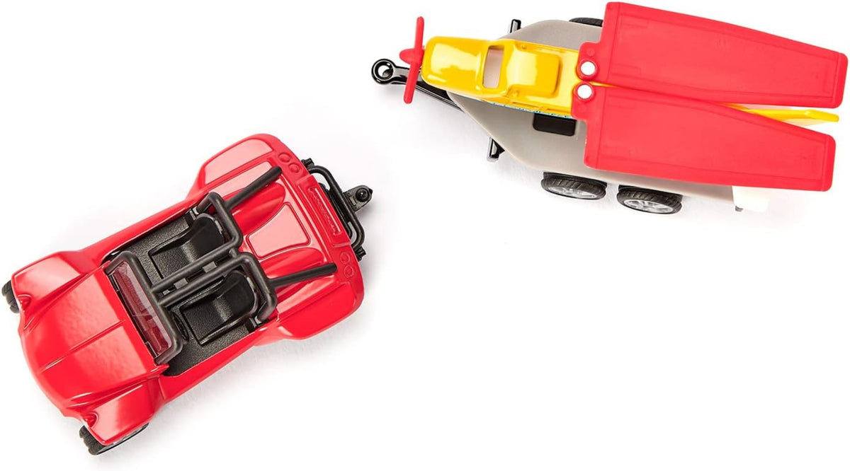 siku 1696 Buggy mit Sportflugzeug – Spielzeug-Set Rot/Gelb
