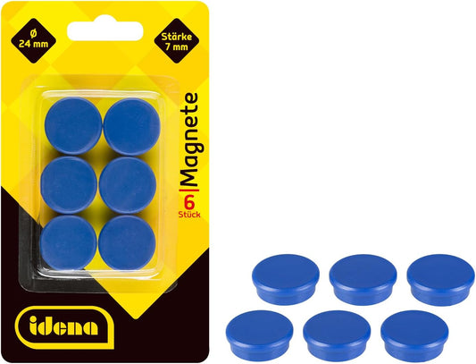 Idena Magnete rund blau Ø 2,4 cm Stärke 7 mm Ferrit 6 Stück
