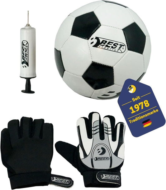 BEST SPORTING Fußball Set Gr. 5 - Ball, Handschuhe & Pumpe