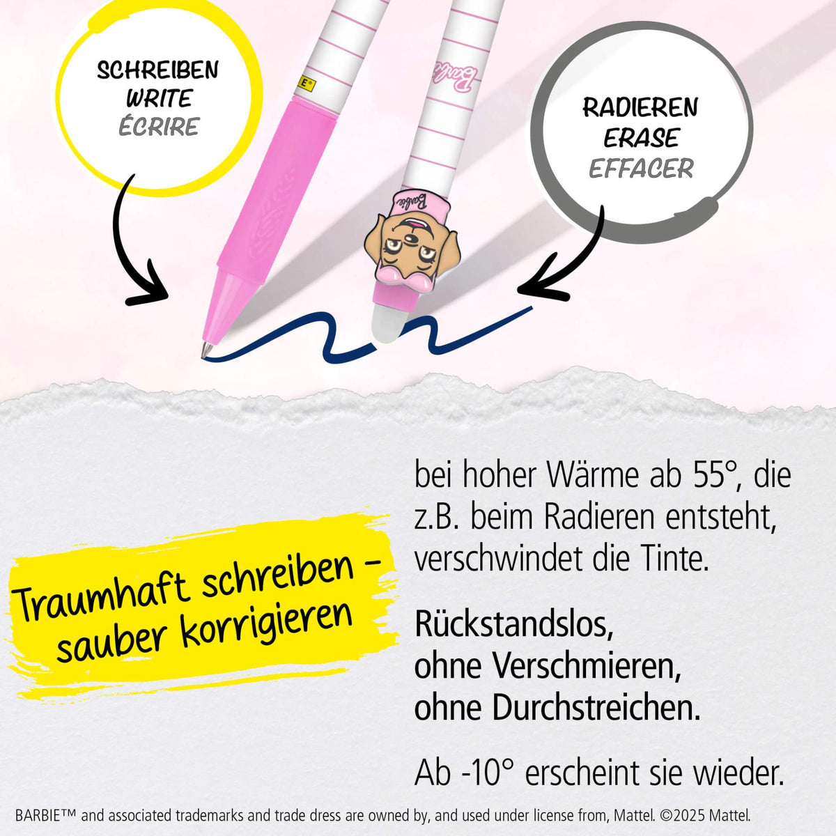 Barbie 1x Gelschreiber radierbar blau 0,7mm (Radio)