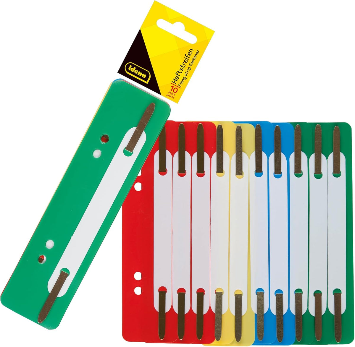 Idena Heftstreifen PP mehrfarbig 4-Loch 15x3,8 cm 10 Stück