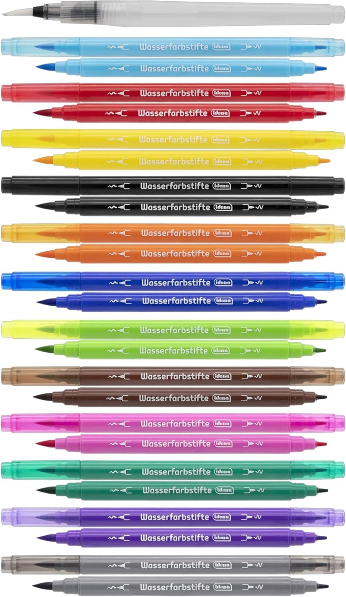 Idena Wasserfarbstifte DUO 12 Farben mit Wassertankpinsel
