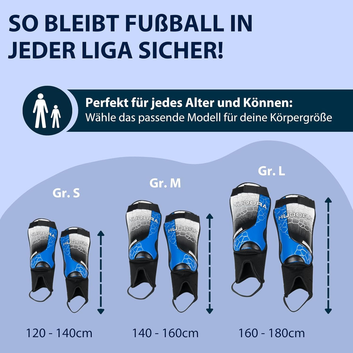 HUDORA Schienbeinschützer Knöchelschutz blau/schwarz Gr. M