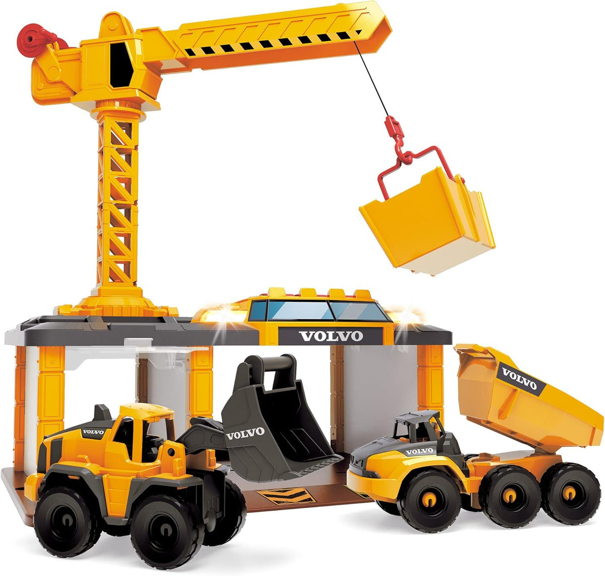 DICKIE TOYS Baustellenstation Volvo - Komplettset mit Licht & Sound
