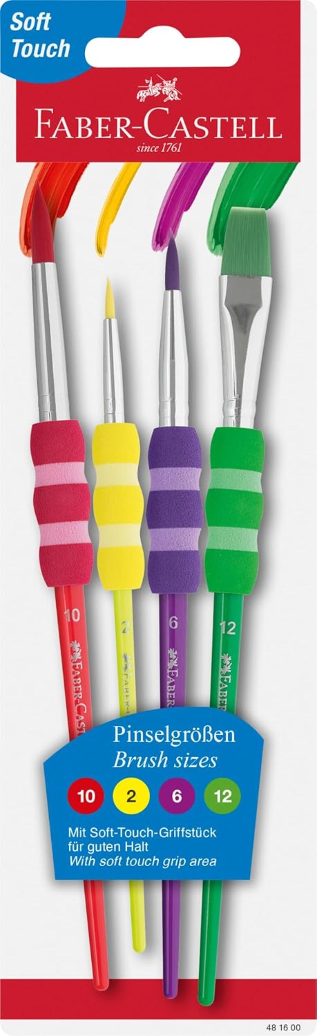 FABER-CASTELL Pinsel mit Softgriffstück mehrfarbig 4 Stück