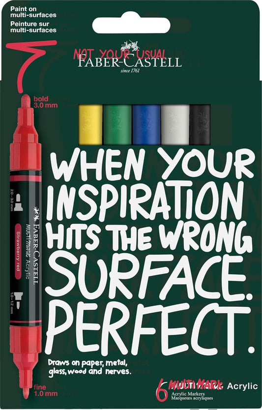 Faber-Castell 186003 Multimark Acrylic Marker 6er Basic