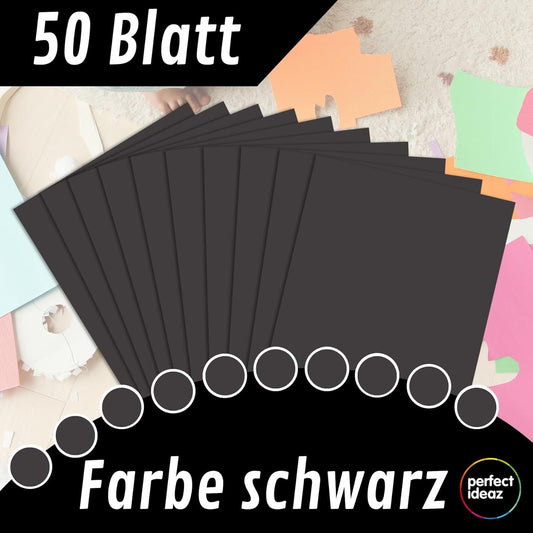 50 Blatt Fotokarton DIN-A4, Schwarz, 300 g/m², made in Germany, Blauer Engel zertifiziert